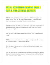 2025 2026 NFHS Football Exam - Part 1 with verified answers