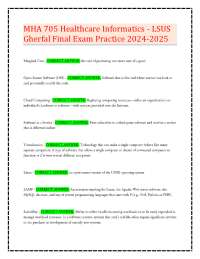 MHA 705 Healthcare Informatics - LSUS Gherfal Final Exam Practice 2024-2025