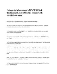 Industrial Maintenance Technician Level 1 Exam: NCCER Standards and Safety