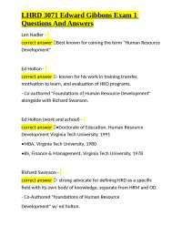 LHRD 3071 Edward Gibbons Exam 1 Questions And Answers
