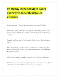 PA Milady Esthetics State Board exam with accurate detailed answers