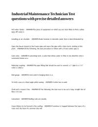 Industrial Maintenance Technician Practice Questions and Answers