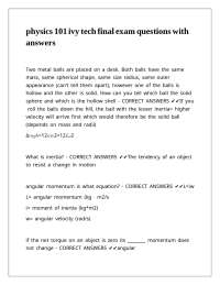 physics 101 ivy tech final exam questions with answers