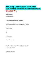 Med-surg 2 Renal Block 2025-2026.  QUESTIONS WITH VERIFIED ANSWERS.  GRADED A+.