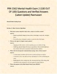 Prn 1562 mental health exam 2 Questions and verified Answers