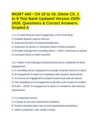 MGMT 443 - CH 10 to 16, Gleim Ch. 1 to 9 Test Bank Updated Version 2025-2026. Quizs & Ans