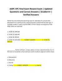 AAPC CPC Final Exam Newest Exam | Updated Questions and Correct Answers | Graded A+