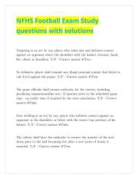 NFHS Football Exam Study questions with verified solutions