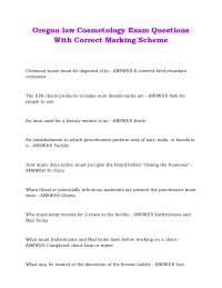 Oregon law Cosmetology Exam Questions With Correct Marking Scheme