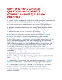 NRNP 6552 FINAL EXAM 150 QUESTIONS AND CORRECT (VERIFIED ANSWERS) ALREADY GRADED A+