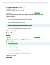 PSY310 - 6-3 Quiz Chapters 9 and 11|complete and Answers latest 2025.