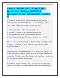 Level 2 - RNSG 1247 - Exam 2 Test Bank Latest Edition 2025-2026. Questions & Correct Answe