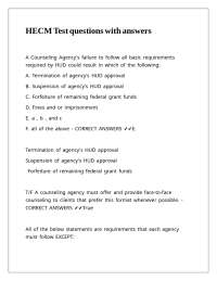 HECM Test questions with answers