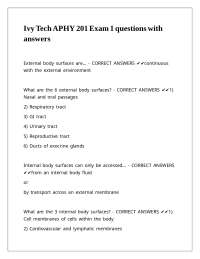 Ivy Tech APHY 201 Exam 1 questions with answers