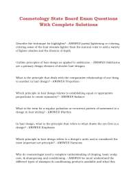 Cosmetology State Board Exam Questions With Complete Solutions