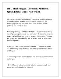 BYU Marketing 201 [Swenson] Midterm 1 QUESTIONS WITH ANSWERS