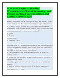 NUR 205 Blended Competencies,Clinical Reasoning, Person Centered Care