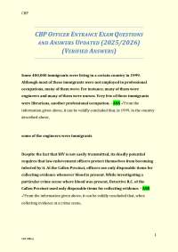 CBP OFFICER ENTRANCE EXAM QUESTIONS AND ANSWERS UPDATED (2025/2026) (VERIFIED ANSWERS)