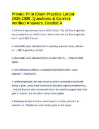 Private Pilot Exam Practice Latest 2025-2026.Questions & Correct Verified Answers.Graded A