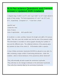 NLN Pax science Questions and Correct Answers Updated 2025 Graded A