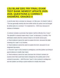 LSU BLAW 3201 FRY FINAL EXAM TEST BANK NEWEST UPDATE 2025-2026. QUESTIONS & CORRECT ANSWER