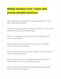 Milady Esthetics Unit 1 Exam with precise detailed solutions