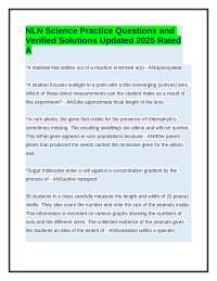 NLN Science Practice Questions and Solutions Updated 2025-2026 Rated A