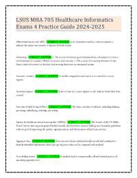 LSUS MHA 705 Healthcare Informatics Exams 4 Practice Guide 2024-2025