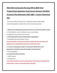 NSG 4533 Community Nursing (RN-to-BSN Final  Project) Exam Questions And Correct Answers (