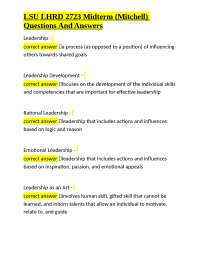 LSU LHRD 2723 Midterm (Mitchell) Questions And Answers