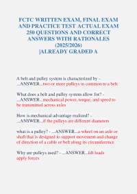 FCTC WRITTEN EXAM, FINAL EXAM  AND PRACTICE TEST ACTUAL EXAM  250 QUESTIONS AND  ANSWERS