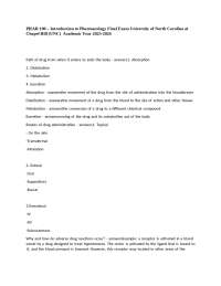 PHAR 100 – Introduction to Pharmacology Final Exam