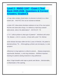 Level 2 - RNSG 1247 - Exam 1 Test Bank 2025-2026. Questions & Correct Answers. Graded A