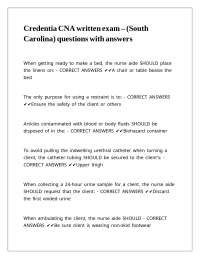 Credentia CNA written exam – (South Carolina) questions with answers