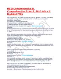 HESI Comprehensive B, Comprehensive Exam A, 2020 exit v 2 Updated 2025