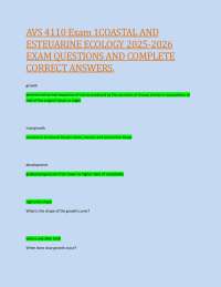 AVS 4110 Exam 1COASTAL AND ESTEUARINE ECOLOGY 2025-2026 EXAM QUESTIONS AND COMPLETE CORREC