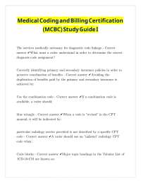 Medical Coding and Billing Certification (MCBC) Study Guide I