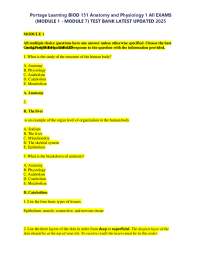 Portage Learning BIOD 151 Anatomy and Physiology 1 All EXAMS (MODULE 1 - MODULE 7) TEST BA