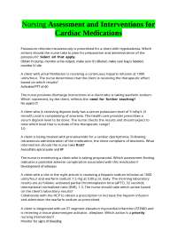 Nursing Assessment and Interventions for Cardiac Medications