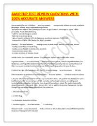 AANP FNP TEST REVIEW QUESTIONS WITH 100% ACCURATE ANSWERS