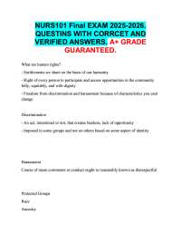 NURS101 Final EXAM 2025-2026.  QUESTINS WITH CORRCET AND  VERIFIED ANSWERS. A+ GRADED