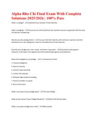 Alpha Chi Rho - Basics and History Exam With Complete Solutions 2025/2026 | 100% Pass