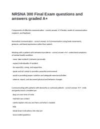 NRSNA 300 Final Exam questions and answers graded A+