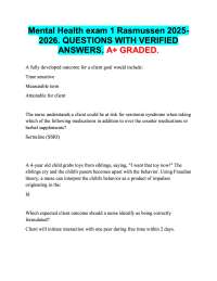 Mental Health exam 1 Rasmussen 2025 2026. QUESTIONS WITH VERIFIED  ANSWERS. A+ GRADED.