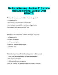Medsurg Nursing - Lecture #1 (intro to  medsurg nursing) LATEST 2025  UPDATE.  A+ GRADED.