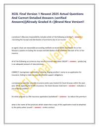XCEL Final Version 1 Newest 2025 Actual Questions  And Correct Detailed Answers (verified