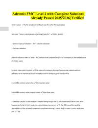 Adventis FMC Level 2 with Complete Solutions | Already Passed 2025/2026| Verified