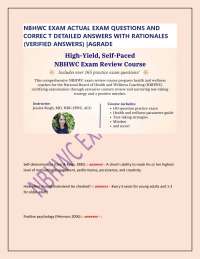 NBHWC EXAM ACTUAL EXAM QUESTIONS AND  CORREC T DETAILED ANSWERS WITH RATIONALES  (VERIFIED