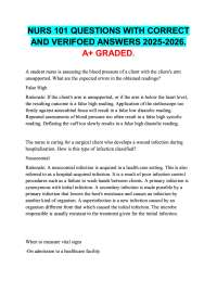 NURS 101 QUESTIONS WITH CORRECT  AND VERIFOED ANSWERS 2025-2026.  A+ GRADED.