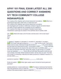 APHY 101 FINAL EXAM LATEST ALL 200 QUESTIONS AND CORRECT ANSWERS IVY TECH COMMUNITY COLLEG